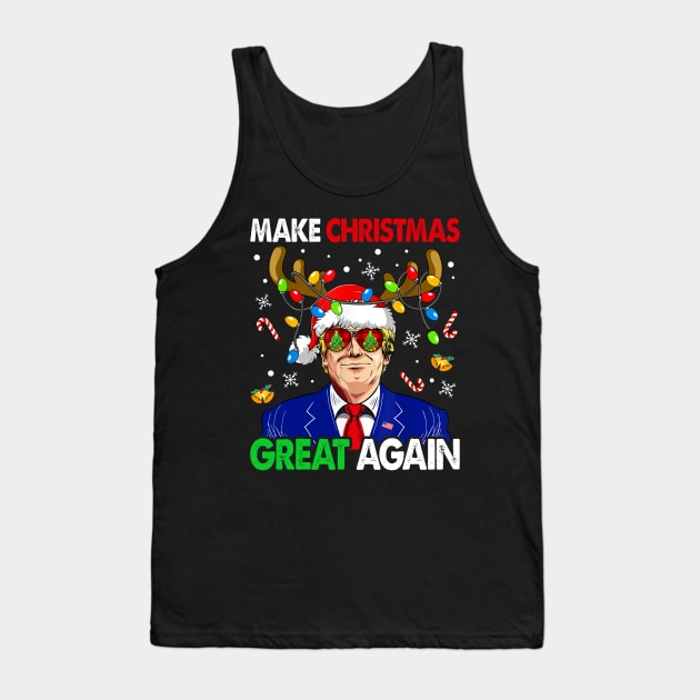 Make Christmas Great Again Funny Trump Ugly Christmas Tank Top by Benko Clarence